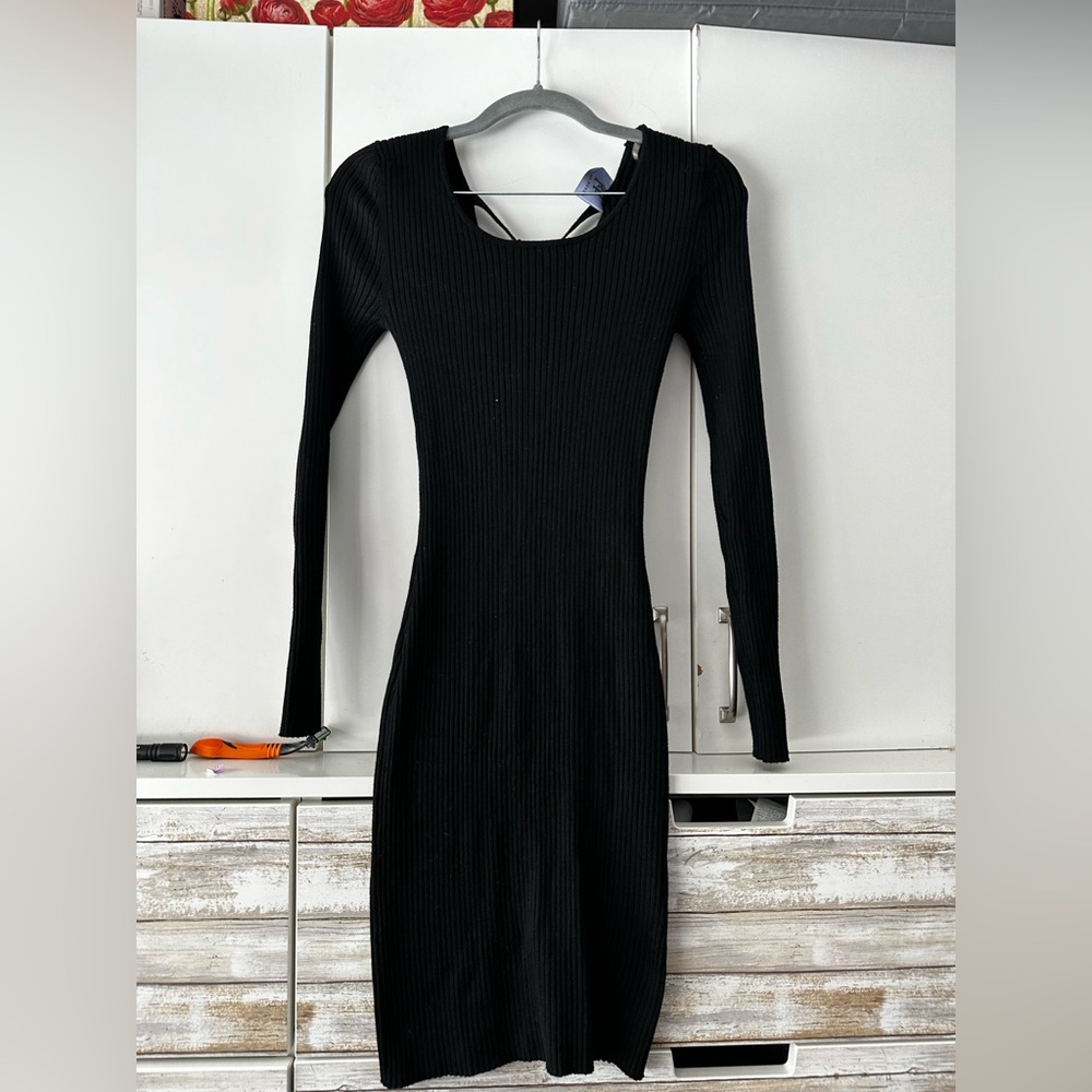 🖤✨ NWOT Derek Heart Ribbed Black Bodycon Dress ✨🖤